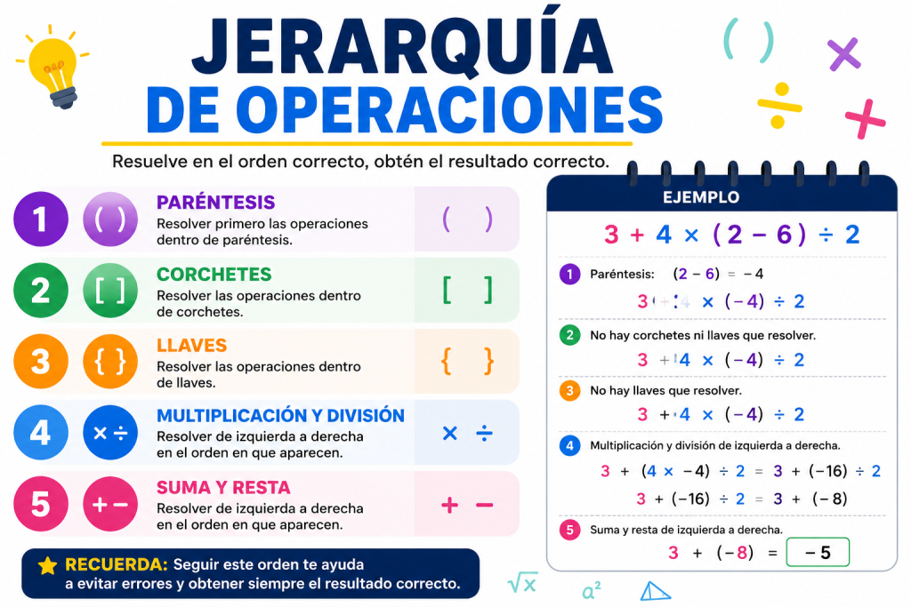 Jerarquía de Operaciones: Qué Es, Orden y Ejemplos Resueltos 1 Jerarquía de Operaciones
