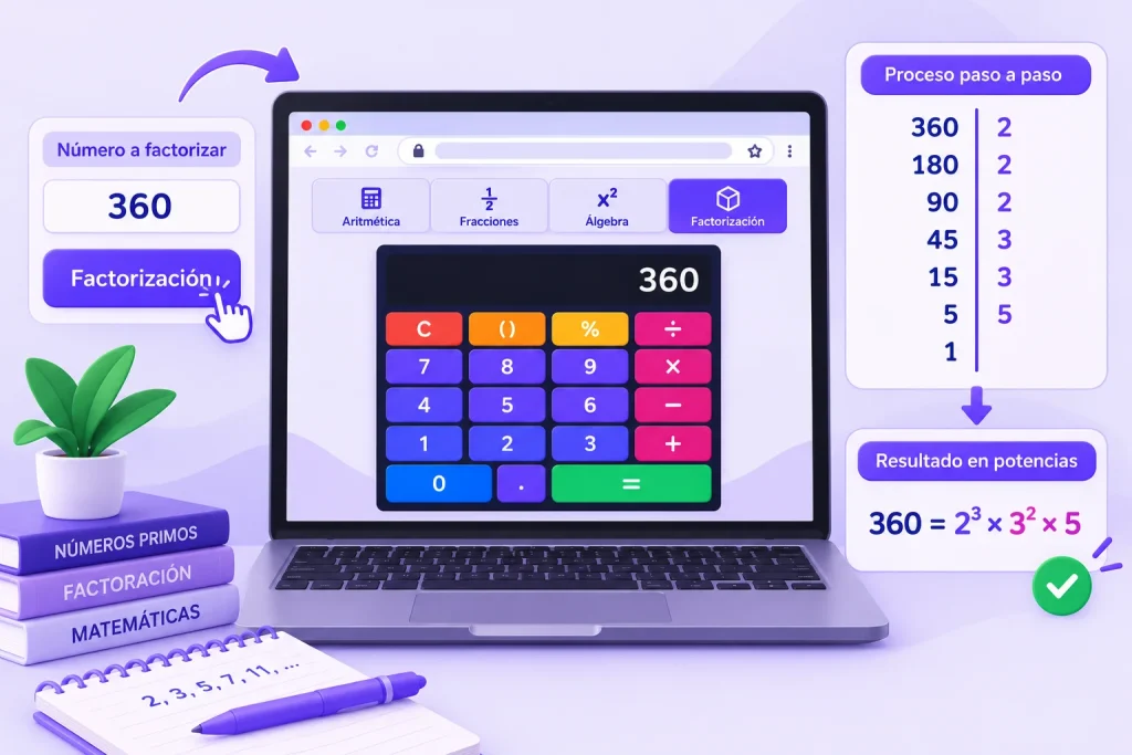 Calculadora Alicia Online Gratis: Resuelve Matemáticas 6 Realiza la Factorización Prima